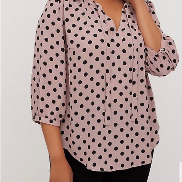 torrid Tops - PINK DOT PEASANT BLOUSE